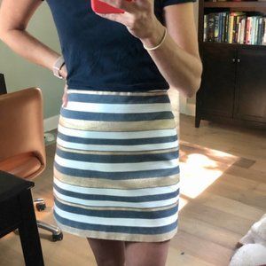 J.Crew Metallic Gold & Chambray Striped Mini Skirt